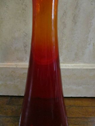 Vtg Blenko Architectural Decanter 588 Tangerine Art Glass Amberina Rocket Vase 8