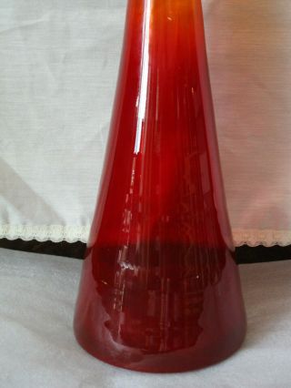 Vtg Blenko Architectural Decanter 588 Tangerine Art Glass Amberina Rocket Vase 9