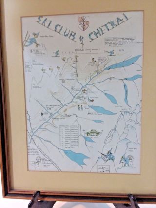 Vintage Hand Drawn And Colored Map Of Ski Club Of Shitral
