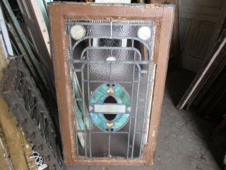 ANTIQUE AMERICAN STAINED GLASS WINDOW 22.  5 x 37.  5 ARCHITECTURAL SALVAGE 11