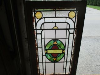 ANTIQUE AMERICAN STAINED GLASS WINDOW 22.  5 x 37.  5 ARCHITECTURAL SALVAGE 8