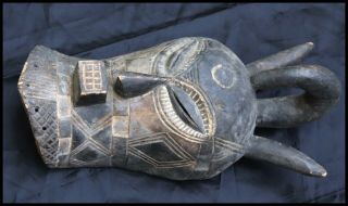 Antique African Tribal Mask With Horns