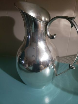 Vintage Sterling Silver Water Pitcher Made In Mexico 1lb 10 Oz.  10 In Height