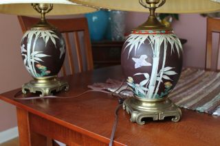Asian (japanese Or Chinese) Lamps Circa 1940’s,