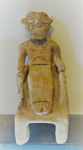 Extremely Rare Ancient Terracotta Seated Diety From The Cult Of Ammon