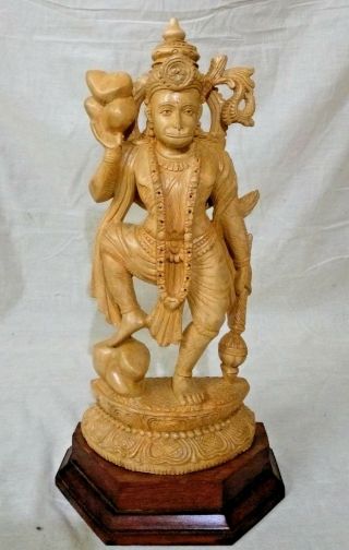 Hindu God Hanuman Sculpture Hand Made Statue Figurine Garuda Idol Cedar Wood Rar