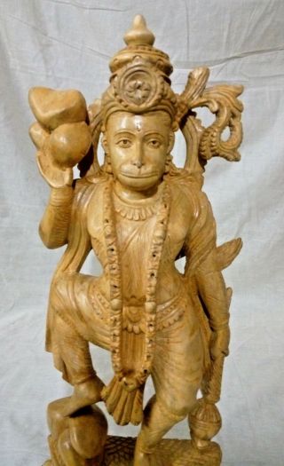 Hindu God Hanuman Sculpture Hand made Statue Figurine Garuda Idol Cedar Wood Rar 2