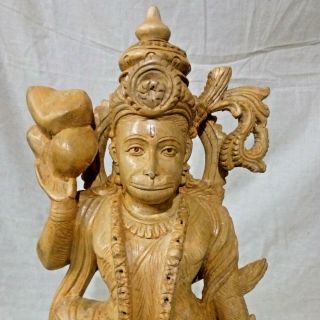 Hindu God Hanuman Sculpture Hand made Statue Figurine Garuda Idol Cedar Wood Rar 7