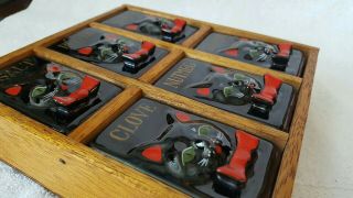 Vtg Mid Century Modern Shafford Black Cat Spice Rack Set Salt Pepper, 12