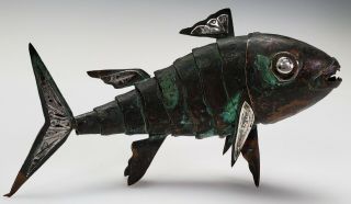 Graziella Laffi Peru Vintage Modernist Copper /silver Articulated Fish Sculpture