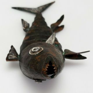 GRAZIELLA LAFFI PERU VINTAGE MODERNIST COPPER /SILVER ARTICULATED FISH SCULPTURE 5