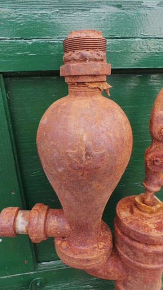 Antique Cast Iron DIFFERENT WATER PUMP In LARGE Size with MAPLE LEAF Shape 3