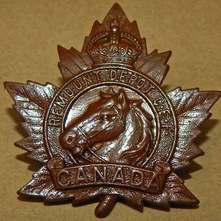 Cap Badge Remount Depot Canadian Mounted Rifles Remount Depot C.  E.  F.