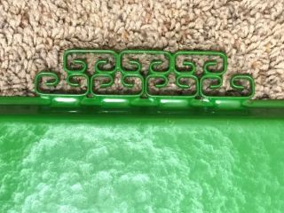 Vintage Moire Glaze Kyes Hand Made Metal Enamel Green Cocktail Tray Gold Trim 5
