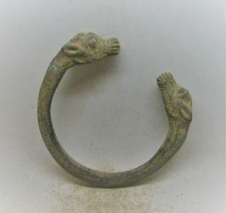 Circa 900 - 1100ad Viking Era Norse Bronze Bracelet With Dragon Head Terminals
