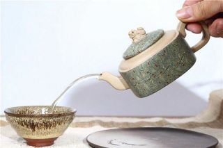 Artistic Yixing Zisha Purple Sand Duanni and JiaoNi Clay Square Teapot 230ml 12