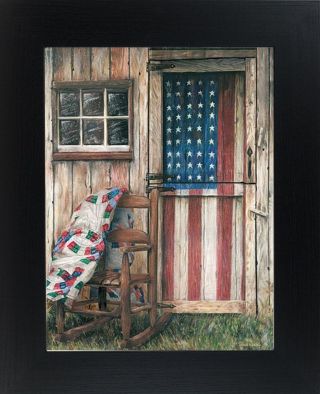 American Rocker Country Flag Wall Print In Wood Frame