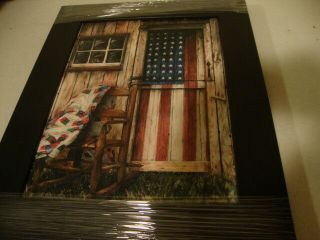 AMERICAN ROCKER country Flag wall print in wood frame 3