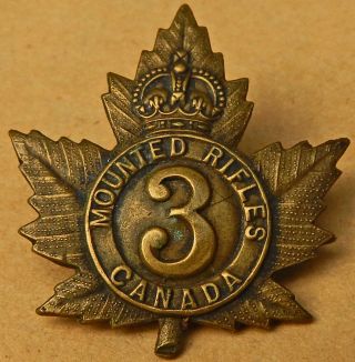 Cap Badge 3rd Regiment,  Canadian Mounted Rifles Ww1 Cef Absorbed Into 1&2 Cmr
