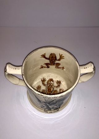 RARE Antique c1859 THE TWO ALLIES - TIED AND ALLIED and 3 FROG Loving Mug 3
