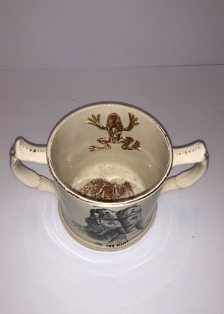 RARE Antique c1859 THE TWO ALLIES - TIED AND ALLIED and 3 FROG Loving Mug 4