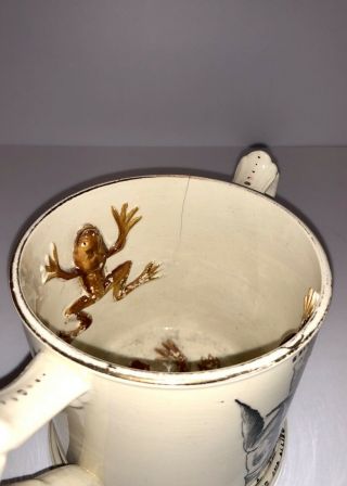 RARE Antique c1859 THE TWO ALLIES - TIED AND ALLIED and 3 FROG Loving Mug 7