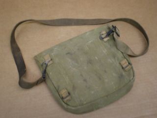 VINTAGE US ARMY WWII CANVAS MILITARY MESS KIT POUCH BAG W/STRAP DATED 1941 JQMD 2