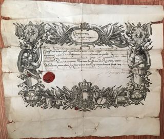 1625 Or 1685 Signed French Military Discharge Or Leave Document On Paper W/ Seal