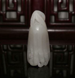 Old Chinese Celadon Nephrite Hetian Buddha’s Hand Jade Pendant