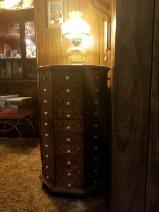 c1903 AMERICAN antique bolt & SCREW octagonal hardware store cabinet 80 drawer 2