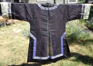 Chinese Silk Embroidered Black Gauze Summer Robe - 56615 2