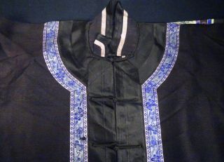 Chinese Silk Embroidered Black Gauze Summer Robe - 56615 4