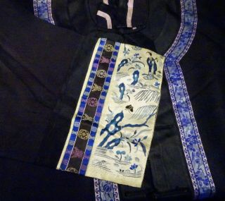 Chinese Silk Embroidered Black Gauze Summer Robe - 56615 5