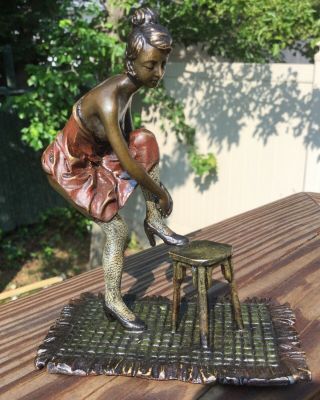 Franz Bergman Austria Bronze Erotica Woman Tying Shoe 5” Tall