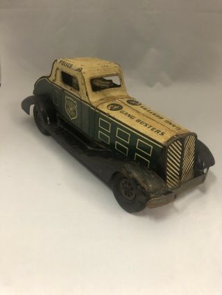 Antique Marx Dick Tracy Police Gang Busters Car Tin Wind - Up