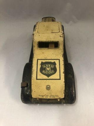 Antique Marx Dick Tracy Police Gang Busters Car Tin Wind - up 4