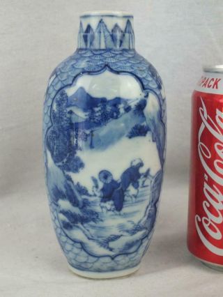 Fine 19th C Chinese Kangxi Marks Porcelain Blue And White Vase