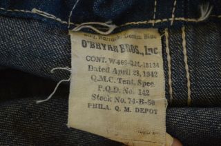 Vintage WWII US Navy denim duffle bag,  shawl,  Stenciled 4