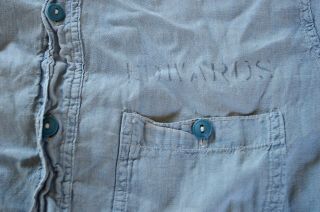 Vintage 1940 ' s US Navy WWII Chambray shirt,  stenciled,  15,  S/M,  denim shawl 4