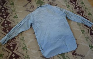 Vintage 1940 ' s US Navy WWII Chambray shirt,  stenciled,  15,  S/M,  denim shawl 7