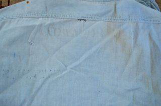 Vintage 1940 ' s US Navy WWII Chambray shirt,  stenciled,  15,  S/M,  denim shawl 8