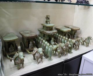 Old He Tian Jade Carved Dynasty Four War Horse chariot Terracotta Warriors A Set 2