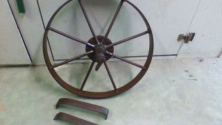 Antique 15 1/2 " Cast Iron Wheelbarrow Wheel Old Vintage Farm Tool Primitive