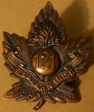 121st Battalion (western Irish),  Cef Canadian Cap Badge Absorbed Jan 10 1917