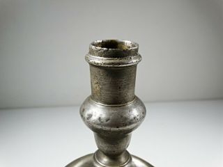 ANTIQUE SMALL 17TH/18TH CENTURY IBERIAN BULBOUS PEWTER CONTINENTAL CANDLESTICK 4