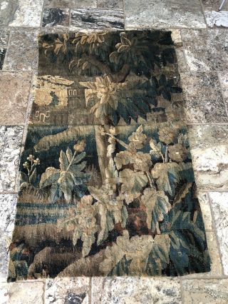 Large 37” X 61” 17th 18th Century Verdure Tapestry