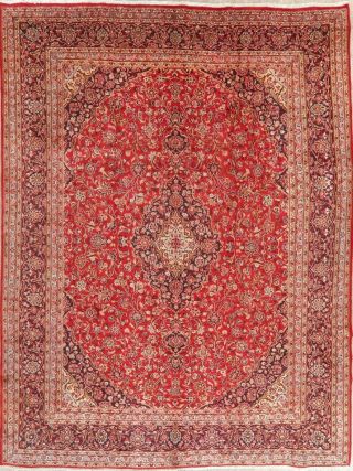 RED Vintage Persian Area Rug Traditional Floral Oriental Hand - Knotted Wool 10x13 2