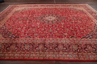 RED Vintage Persian Area Rug Traditional Floral Oriental Hand - Knotted Wool 10x13 9
