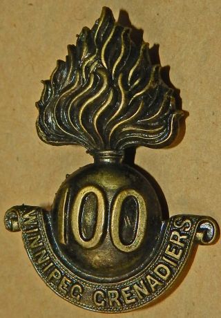 100th Battalion (winnipeg Grenadiers),  Bronze Cap Badge Disbanded On 1 Sept 1917
