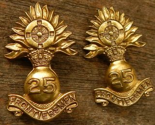 25th (frontiersmen) Battalion,  Royal Fusiliers Collar Badges Pair